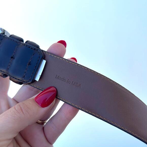 Allen Edmonds Men’s Classic Brown Leather Dress Belt Silver Buckle USA Made 91 - Picture 5 of 8